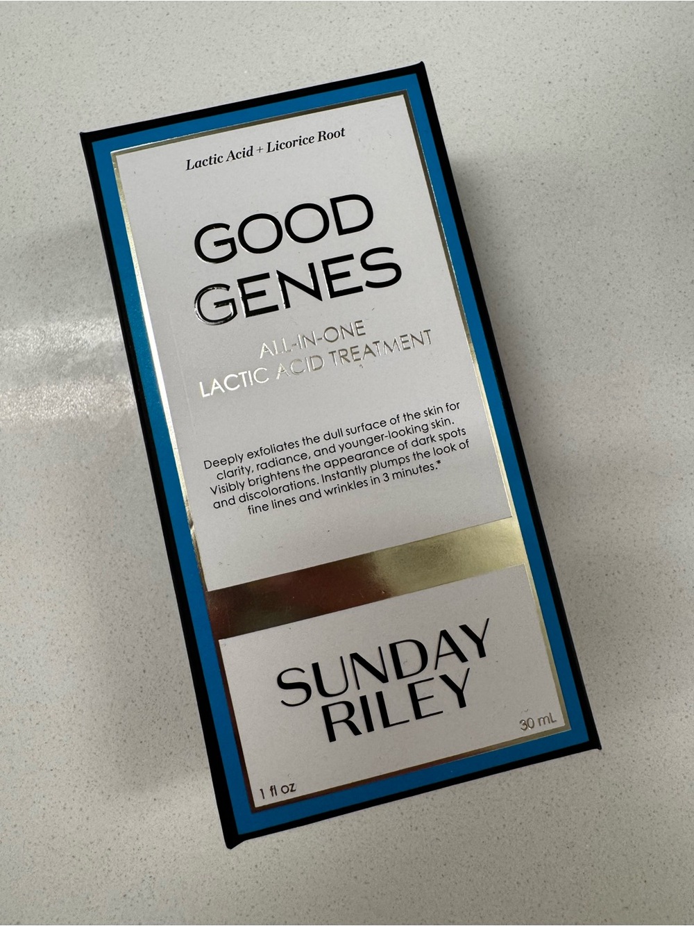 Sunday Riley Good Genes All-In-One Lactic Acid Treatment — Blue & White